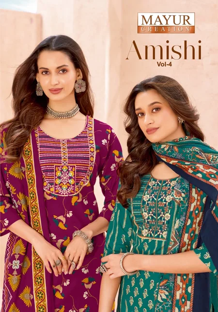 Amishi Vol 4 By Mayur Cotton Printed Kurti With Bottom Dupatta